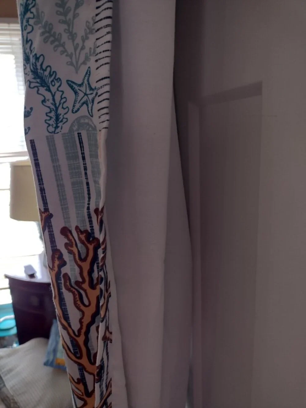 Coral Patches Valances, Tie Backs and Panels By Bella Coastal Decor